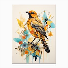 Bird Painting Collage Yellowhammer 4 Canvas Print