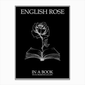 English Rose In A Book Line Drawing 3 Poster Inverted Canvas Print
