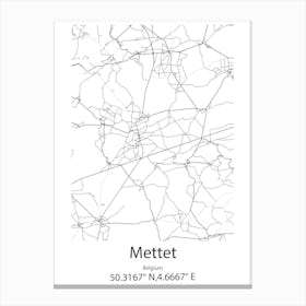 Mettet,Belgium Minimalist Map Canvas Print