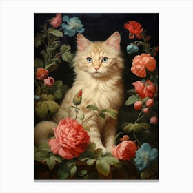 Floral Rococo Style Cat 1 Canvas Print