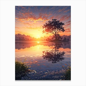 Sunset In The Lake Canvas Print