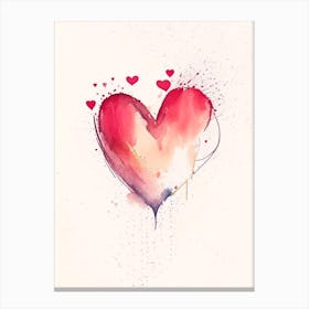 Joyful Heart Symbol Minimal Watercolour Canvas Print