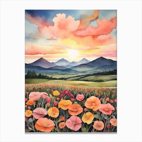 Sunset Poppies 1 Canvas Print