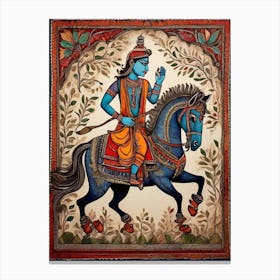 Default A Gracefully Galloping Man On A Majestic Horse Is Depi 0 Canvas Print