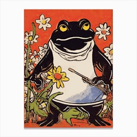 Frog In The Garden,  Matsumoto Hoji Inspired Japanese 2 Canvas Print