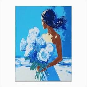 Bride With Blue Roses Canvas Print