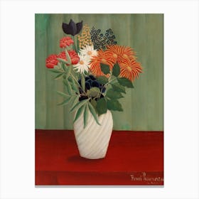 Bouquet Of Flowers With China Asters And Tokyos, Henri Rousseau Canvas Print