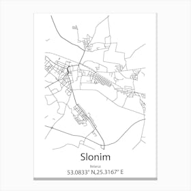 Slonim,Belarus Minimalist Map Canvas Print