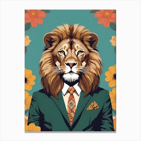 Lion Portrait In A Suit (11) Canvas Print