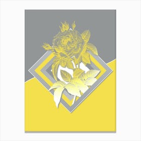 Vintage Pink French Rose Botanical Geometric Art in Yellow and Gray n.103 Canvas Print