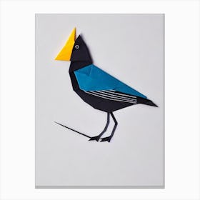 Magpie Origami Bird Canvas Print