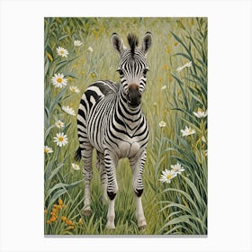 Zebra In The Meadow Canvas Print