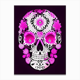 Skull With Mandala Patterns 2 Pink Mexican Canvas Print