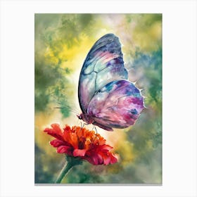 Butterfly On A Flower Canvas Print