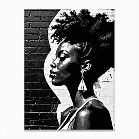 Vintage Graffiti Mural Of Beautiful Black Woman 51 Canvas Print