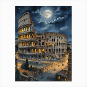 Colosseum's Lunar Embrace Canvas Print