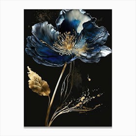 Luxurious White Blue Gold Floral(3) Canvas Print