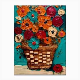 Basket Of Flowers  Canvas Print