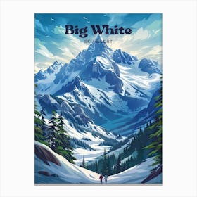 Big White Ski Mountain Travel Illustration Canvas Print