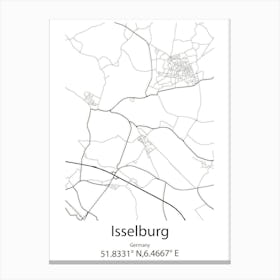 Isselburg,Germany Minimalist Map Canvas Print