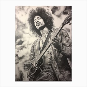 Jimi Hendrix B&W 2 Canvas Print
