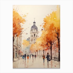 Belgrade Serbia In Autumn Fall, Watercolour 1 Canvas Print