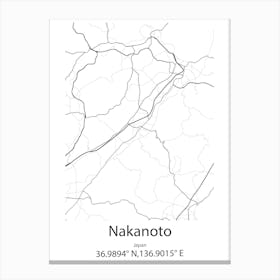 Nakanoto,Japan Minimalist Map Canvas Print