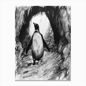 Emperor Penguin Exploring Underwater Caves 4 Canvas Print
