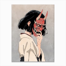 Demon Oni Anime Girl Canvas Print