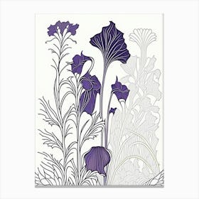 Violet Herb William Morris Inspired Line Drawing 1 Canvas Print