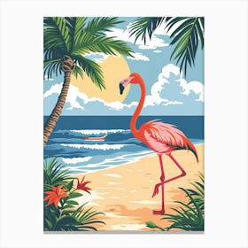 Greater Flamingo Celestun Yucatan Mexico Tropical Illustration 8 Canvas Print
