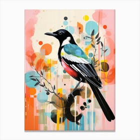 Bird Painting Collage Magpie 1 Canvas Print