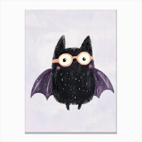 Cute Black Bat With Glasses Canvas Print