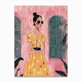 Woman In A Yellow Dress Canvas Print