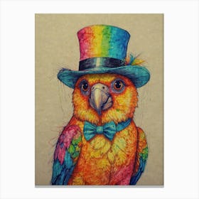 Parrot In Top Hat 2 Canvas Print