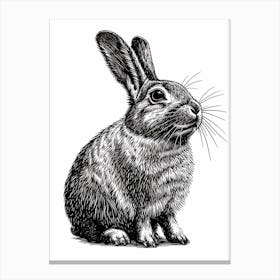 Chinchilla Blockprint Rabbit Illustration 4 Canvas Print
