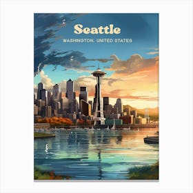 Seattle Washington USA Cityscape Travel Art Canvas Print