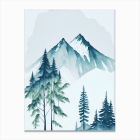 Mountain And Forest In Minimalist Watercolor Vertical Composition 96 Canvas Print