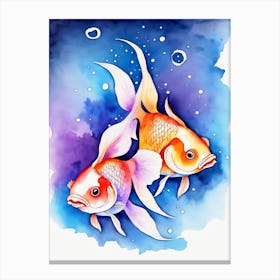 Twin Goldfish Watercolor Painting (92) Canvas Print