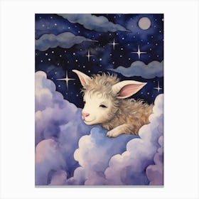 Baby Goat Sleeping In The Clouds Canvas Print