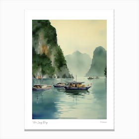Ha Long Bay, Vietnam 2 Watercolour Travel Poster Canvas Print