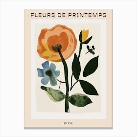 Spring Floral French Poster  Rose 13 Stampe su tela