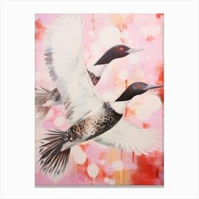 Pink Ethereal Bird Painting Common Loon Canvas Print