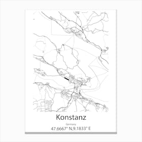 Konstanz,Germany Minimalist Map Canvas Print