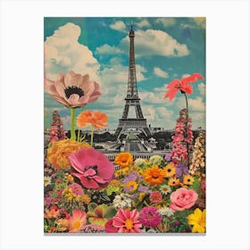 Paris   Floral Retro Collage Style 4 Canvas Print