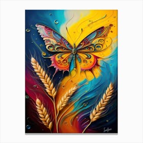 Butterfly On Wheat Canvas Print