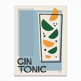 Gin Tonic Retro Cocktail  Canvas Print