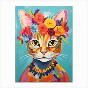 Singapura Cat With A Flower Crown Painting Matisse Style 4 Canvas Print