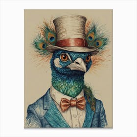 Peacock In Top Hat Canvas Print