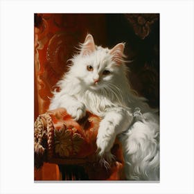 White Cat Rococo Inspired Painting 4 Canvas Print
